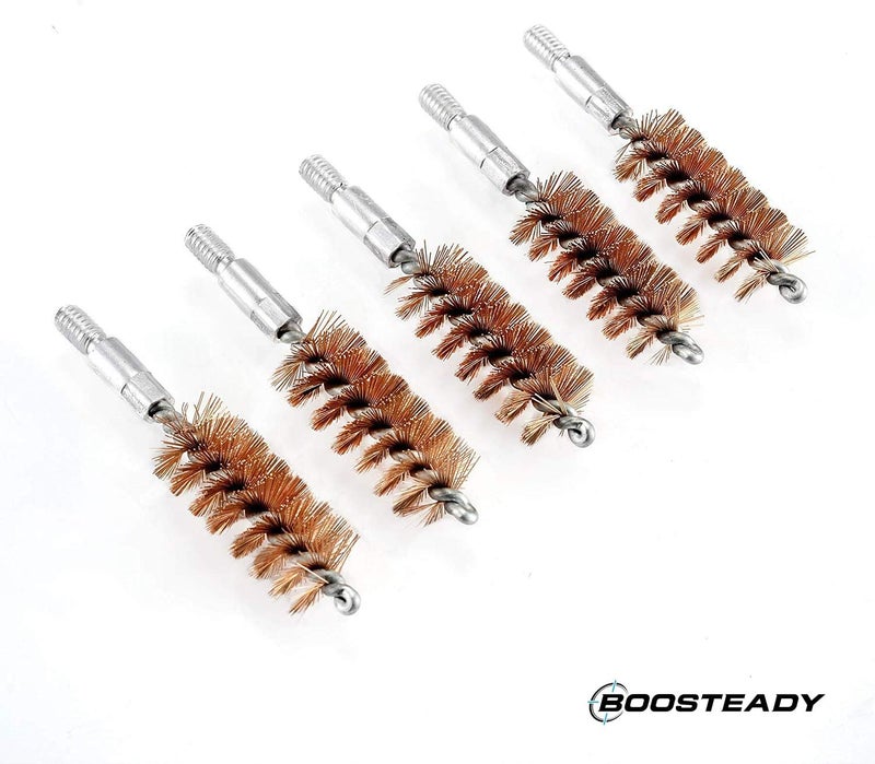 BOOSTEADY 5 Pcs Phosphor Bristle Bronze Bore Gun Cleaning Brush for Pistol Shotgun with 50 Professional Square Patches Multi-Caliber - Image 3